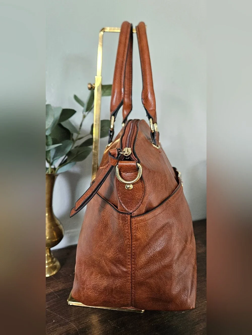 BUENO Sophisticated-Vintage-Preppy Inspired Style Cognac Crossbody/Hand Purse.